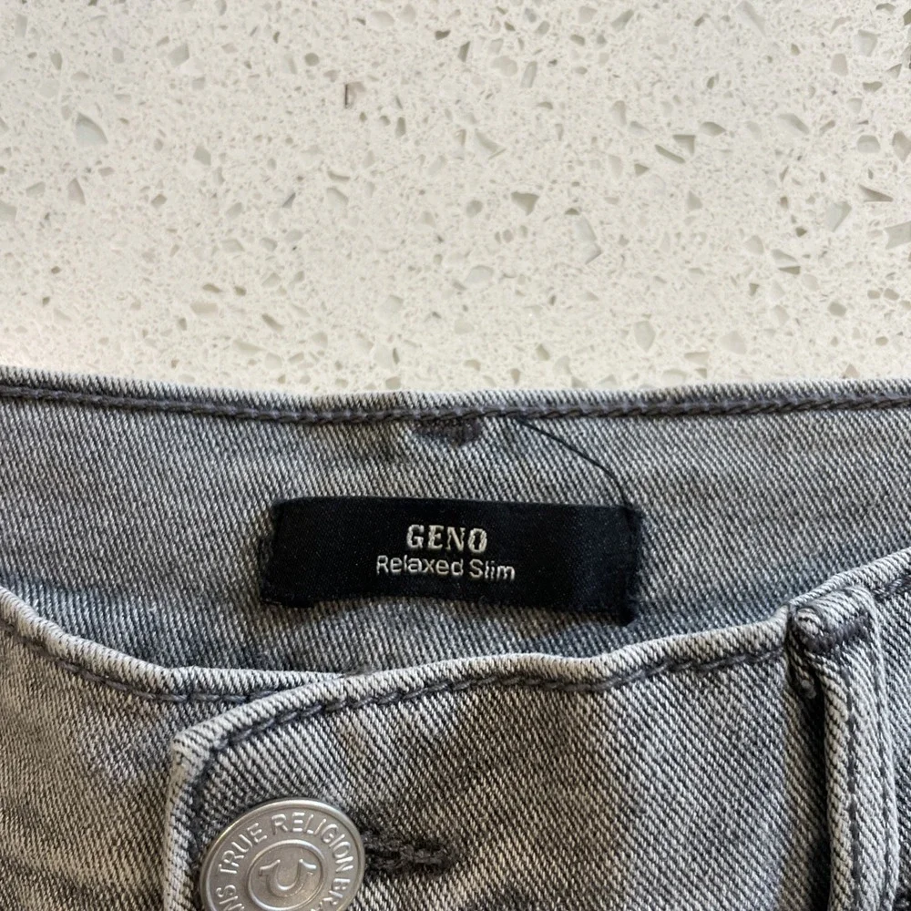 True Religion Jeans Mens Size 33x32 Gino Relaxed Slim Black Denim Rinse Black